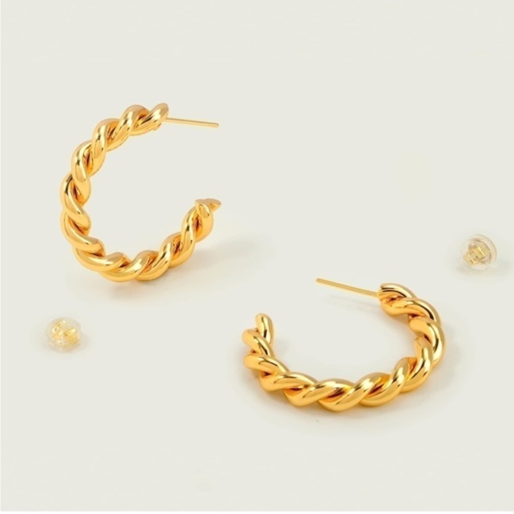 Gold 18k Gold Plated Twist Hoop Earrings